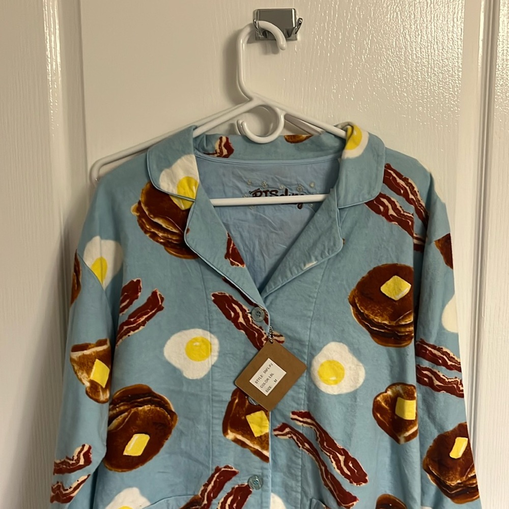 NWT PJ Salvage Size M Breakfast Print Flannel PJ Set *Price Firm*